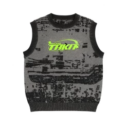 TAKA ORIGINAL [ ETERNET 001 ] GLITCH PATTERN LOGO KINT VEST NEW ARRIVALS