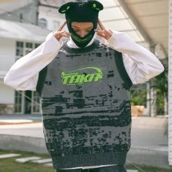 TAKA ORIGINAL [ ETERNET 001 ] GLITCH PATTERN LOGO KINT VEST NEW ARRIVALS