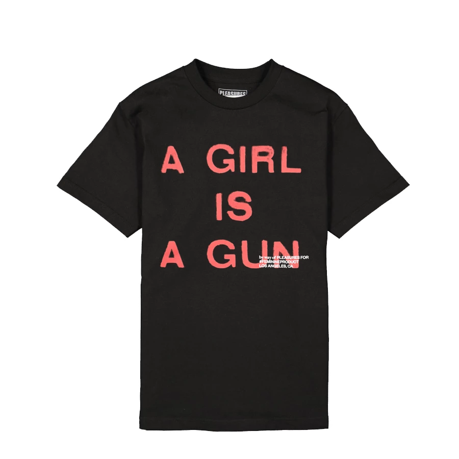 PLEASURES - A GIRL IS A GUN T SHIRT BLACK NEW ARRIVALS 3 PLEASURES - A GIRL IS A GUN T SHIRT BLACK NEW ARRIVALS