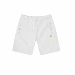 NEW ARRIVALS CARHARTT WIP CHASE SWEAT SHORT - ASH HEATHER & GOLD