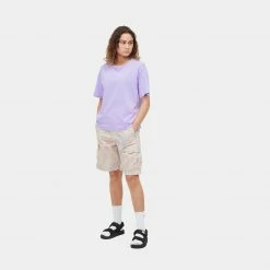 NEW ARRIVALS CARHARTT W' S/S CHASE T-SHIRT - SOFT LAVENDER/GOLD