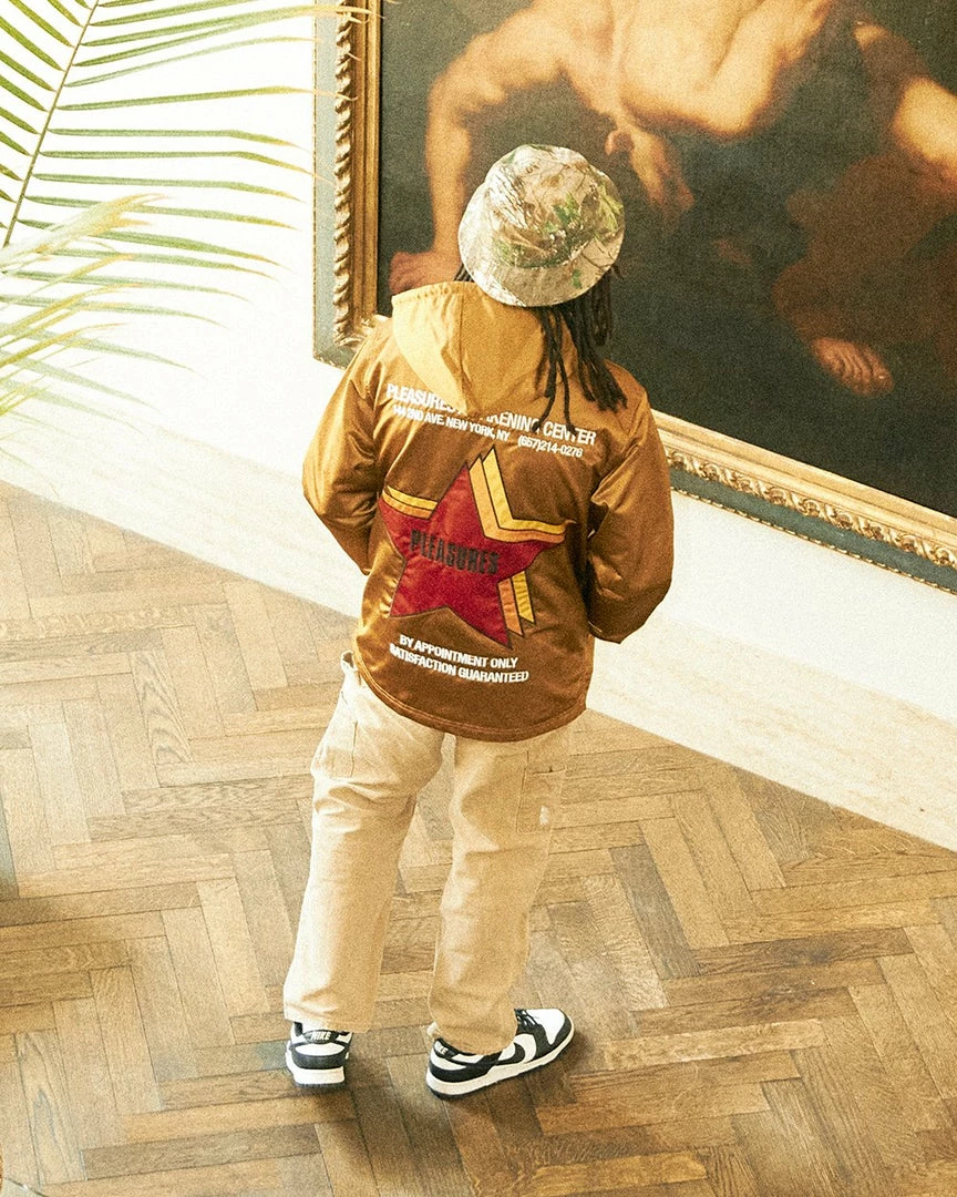 NEW ARRIVALS PLEASURES BERLIN SATIN COACHES JACKET CARAMEL 6 NEW ARRIVALS PLEASURES BERLIN SATIN COACHES JACKET CARAMEL