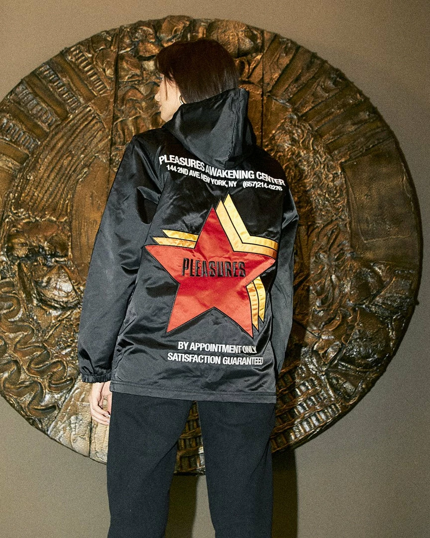 PLEASURES BERLIN SATIN COACHES JACKET BLACK 7 PLEASURES BERLIN SATIN COACHES JACKET BLACK