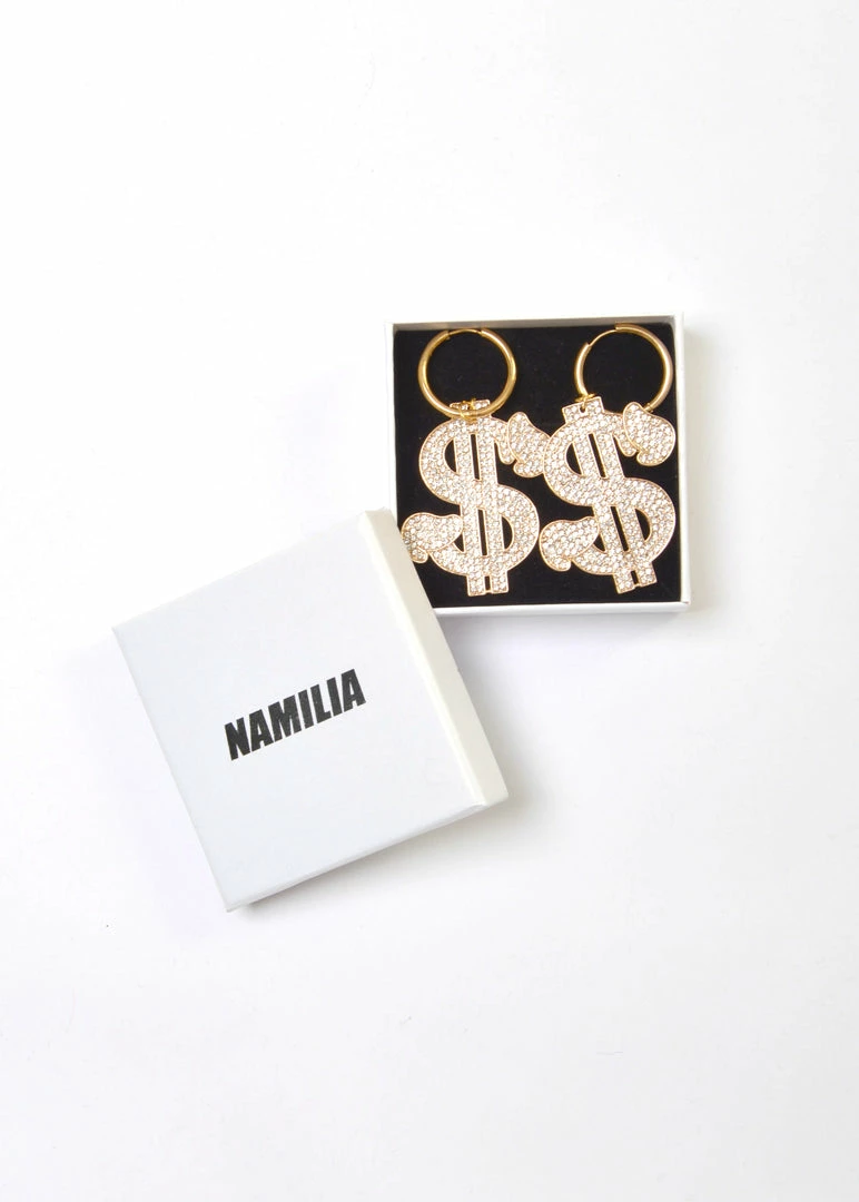 NAMILIA D-DOLLAR MINI HOOP EARRINGS GOLD 4 NAMILIA D-DOLLAR MINI HOOP EARRINGS GOLD