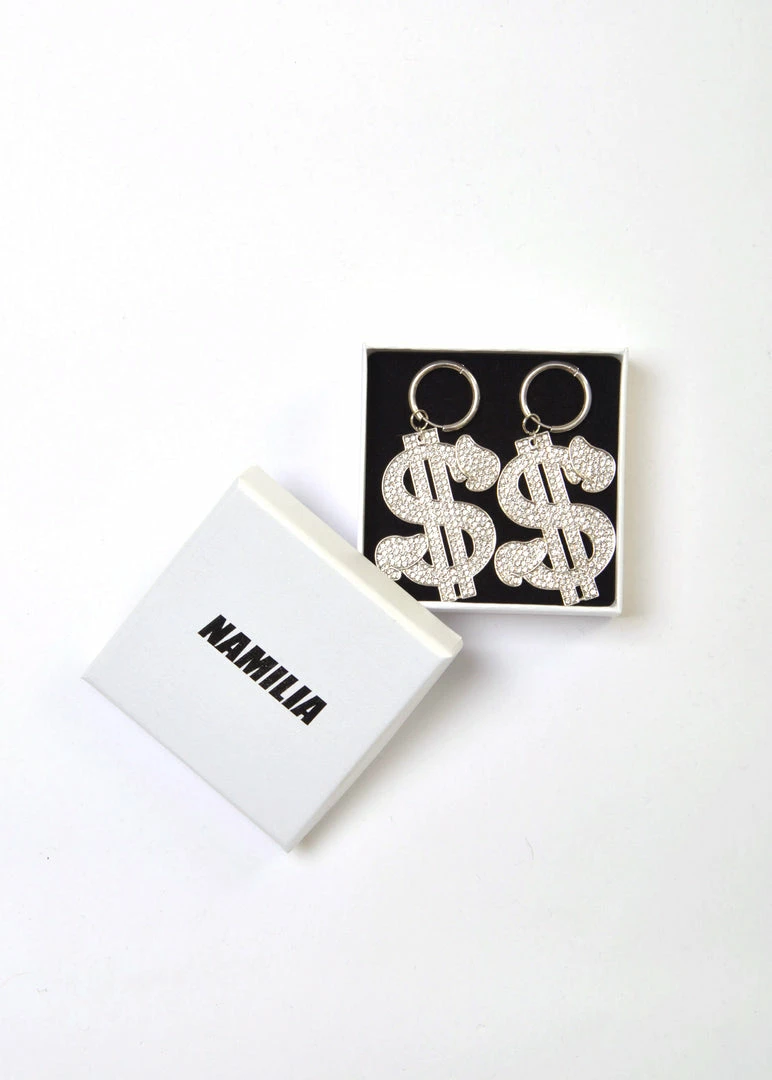 NAMILIA D-DOLLAR MINI HOOP EARRINGS SILVER 4 NAMILIA D-DOLLAR MINI HOOP EARRINGS SILVER