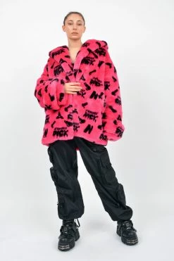 NAMILIA JāADORE DICK MONOGRAM FAUX FUR LONG JACKET