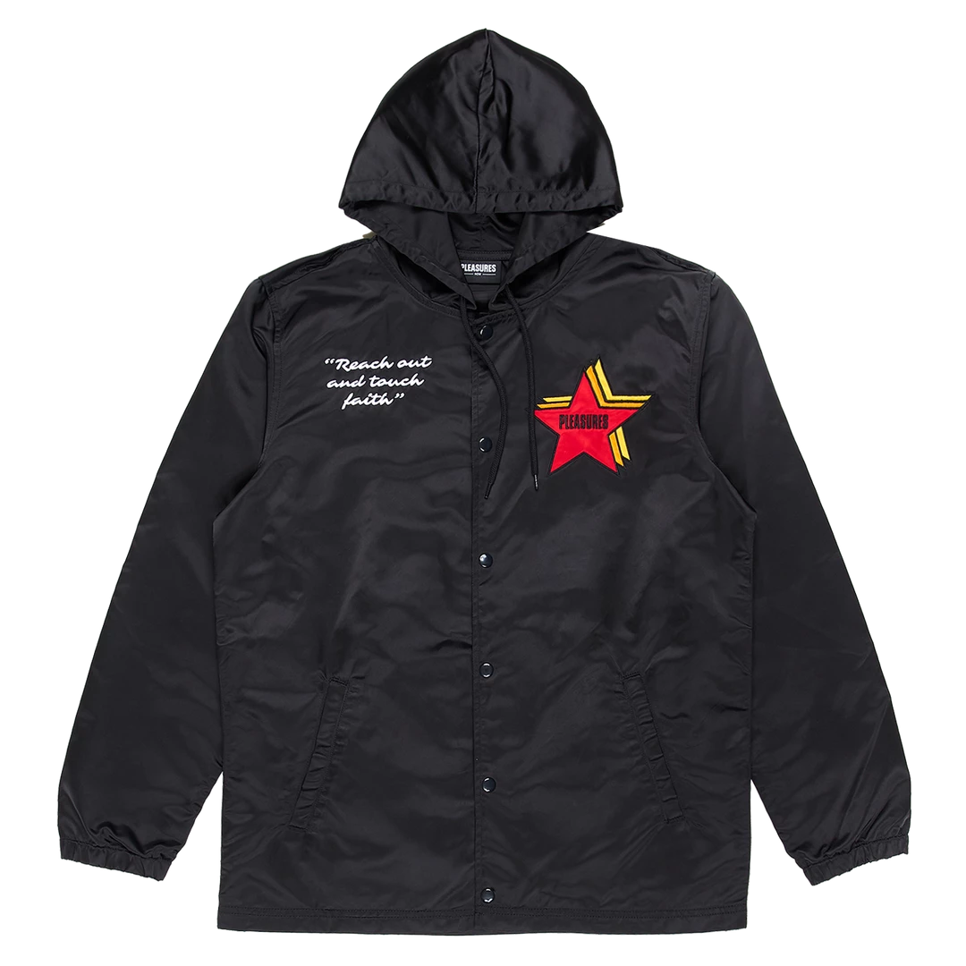 PLEASURES BERLIN SATIN COACHES JACKET BLACK 8 PLEASURES BERLIN SATIN COACHES JACKET BLACK