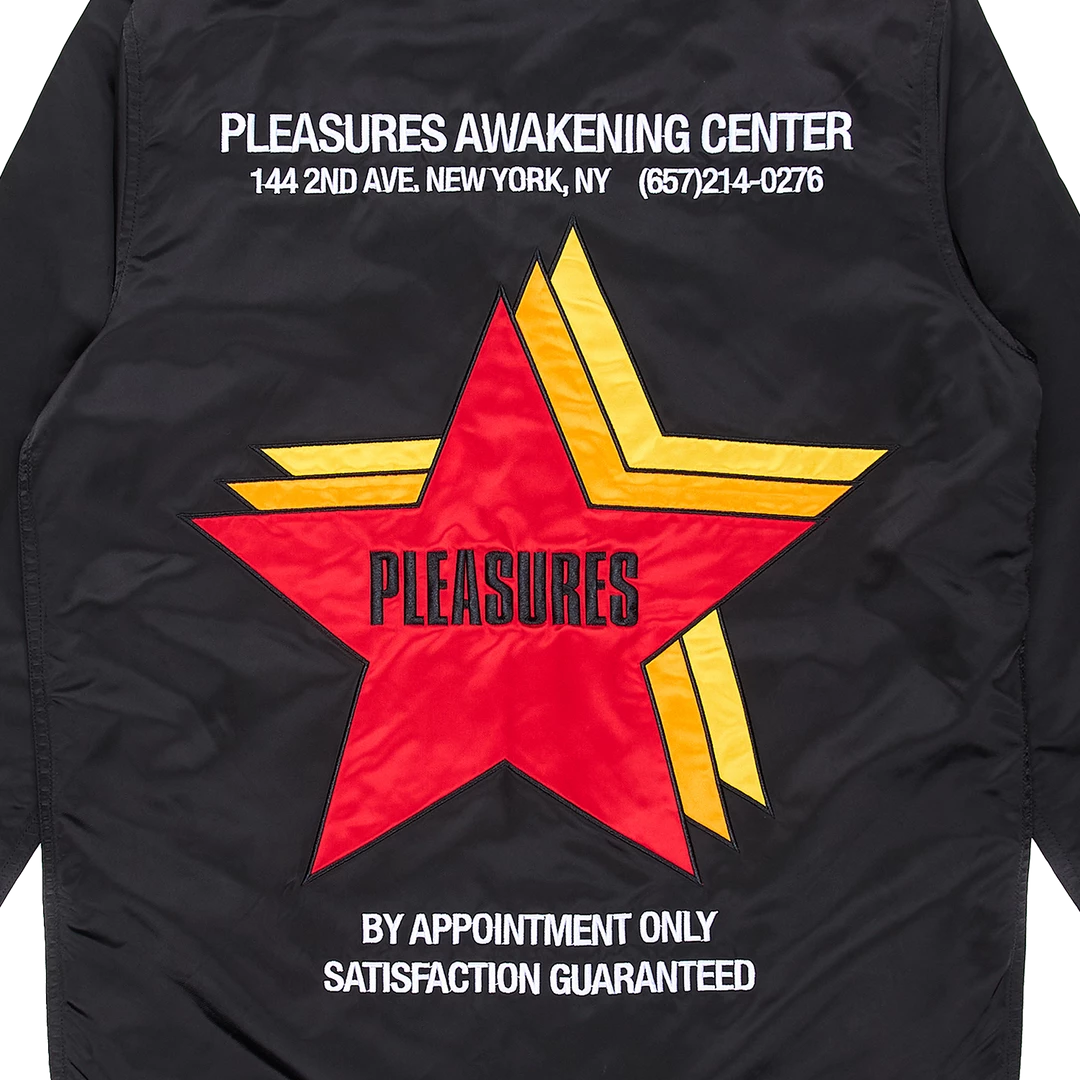 PLEASURES BERLIN SATIN COACHES JACKET BLACK 9 PLEASURES BERLIN SATIN COACHES JACKET BLACK