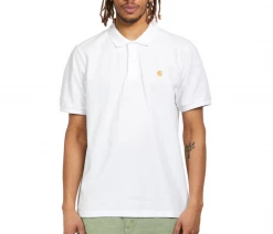 NEW ARRIVALS CARHARTT POLO COTTON PIQUÈ - WHITE/GOLD