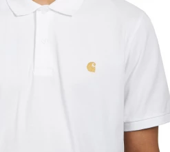NEW ARRIVALS CARHARTT POLO COTTON PIQUÈ - WHITE/GOLD