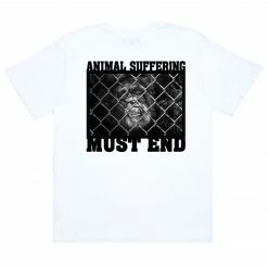 DESTROY BABYLON ANIMAL SUFFERING MUST END TEE WHITE