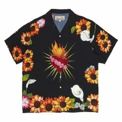 APPAREL PLEASURES BLACK HEART BUTTON DOWN SHIRT