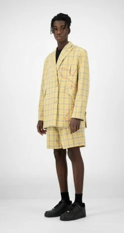 APPAREL DAILY PAPER YELLOW CHECK KEANY BLAZER 9 APPAREL DAILY PAPER YELLOW CHECK KEANY BLAZER