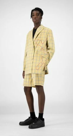 APPAREL DAILY PAPER YELLOW CHECK KEANY BLAZER 11 APPAREL DAILY PAPER YELLOW CHECK KEANY BLAZER