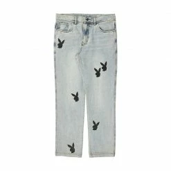 PLAYBOY X PLEASURES - BUNNY APPLIQUE DENIM WASHED NEW ARRIVALS