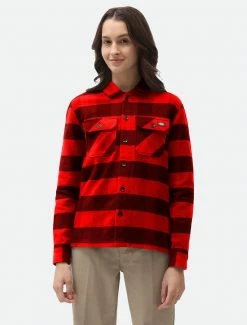 DICKIES WOMEN NEW SACRAMENTO SHIRT RED 14 DICKIES WOMEN NEW SACRAMENTO SHIRT RED
