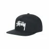 Stussy STÜSSY UNISEX BIG STOCK POINT CROWN CAP - BLACK