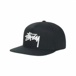 Stussy STÜSSY UNISEX BIG STOCK POINT CROWN CAP - BLACK