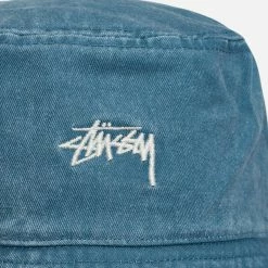 STUSSY UNISEX WASHED STOCK BUCKET HAT - LAGUNA BLUE