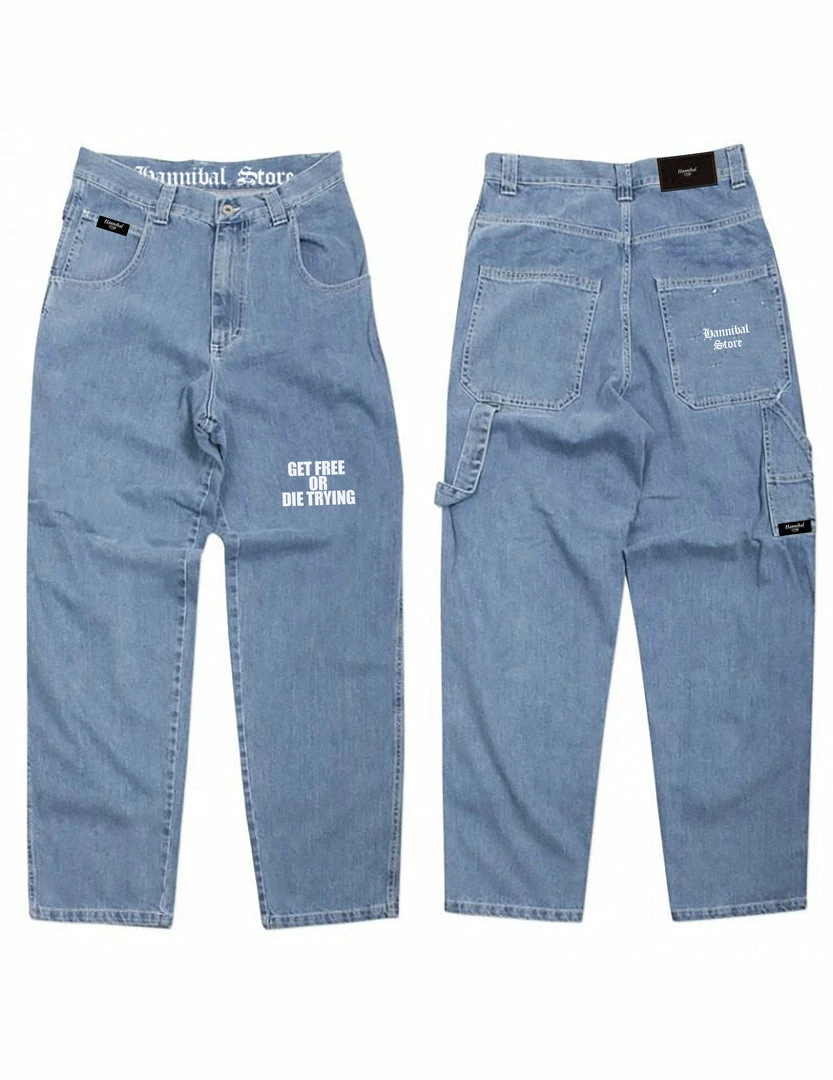 HANNIBAL SPECIALS HANNIBAL STORE DENIM “GET FREE OR DIE TRYING” BLEACHED 5 HANNIBAL SPECIALS HANNIBAL STORE DENIM “GET FREE OR DIE TRYING” BLEACHED
