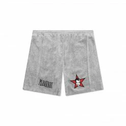 APPAREL PLEASURES GREY PARTY ANIMAL VELOUR SHORTS