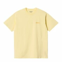 HannibalStore NEW ARRIVALS CARHARTT S/S SCRIPT EMBROIDERY T-SHIRT SOFT YELLOW/ POPSICLE