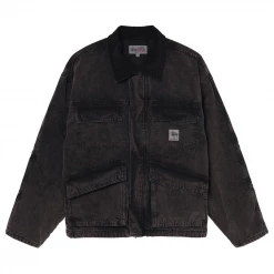 NEW ARRIVALS STUSSY WASHED CANVAS SHOP JACKET BLACK