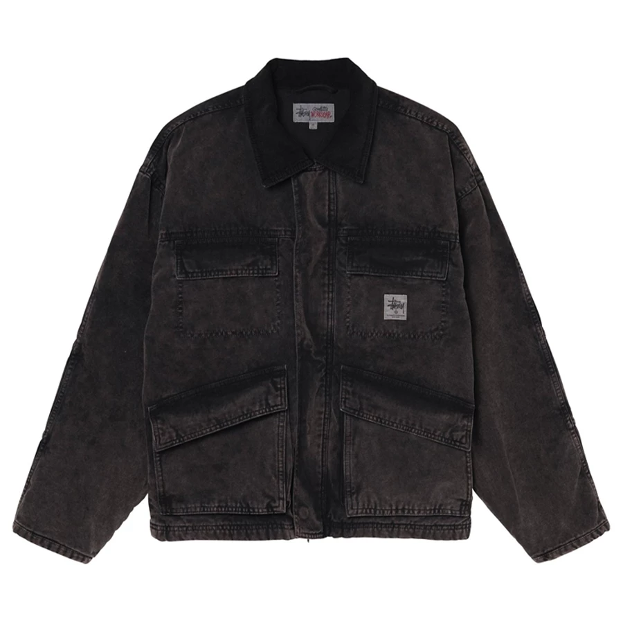 NEW ARRIVALS STUSSY WASHED CANVAS SHOP JACKET BLACK 3 NEW ARRIVALS STUSSY WASHED CANVAS SHOP JACKET BLACK